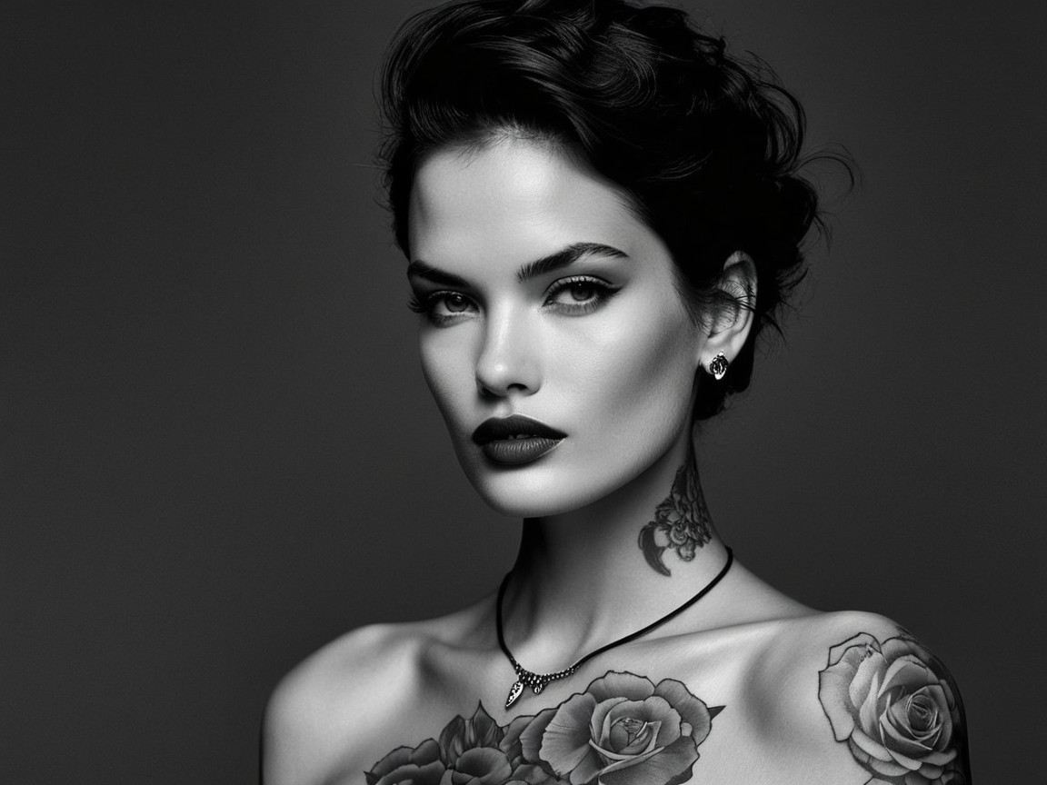 Black and white portrait of a confident woman