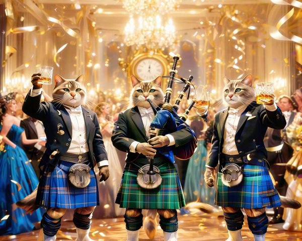 Scottish Fold Cats in Opulent Ballroom Setting