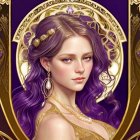 Young woman with purple hair and elegant jewelry