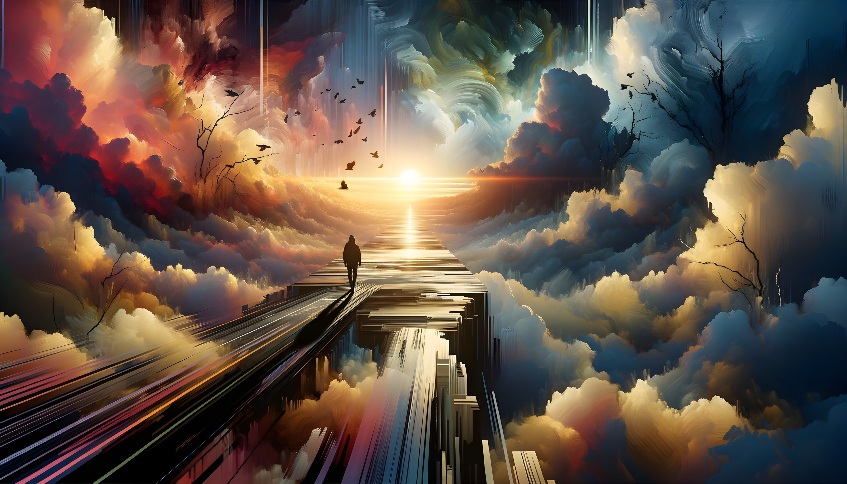 Surreal Landscape with Vibrant Pathway and Sky
