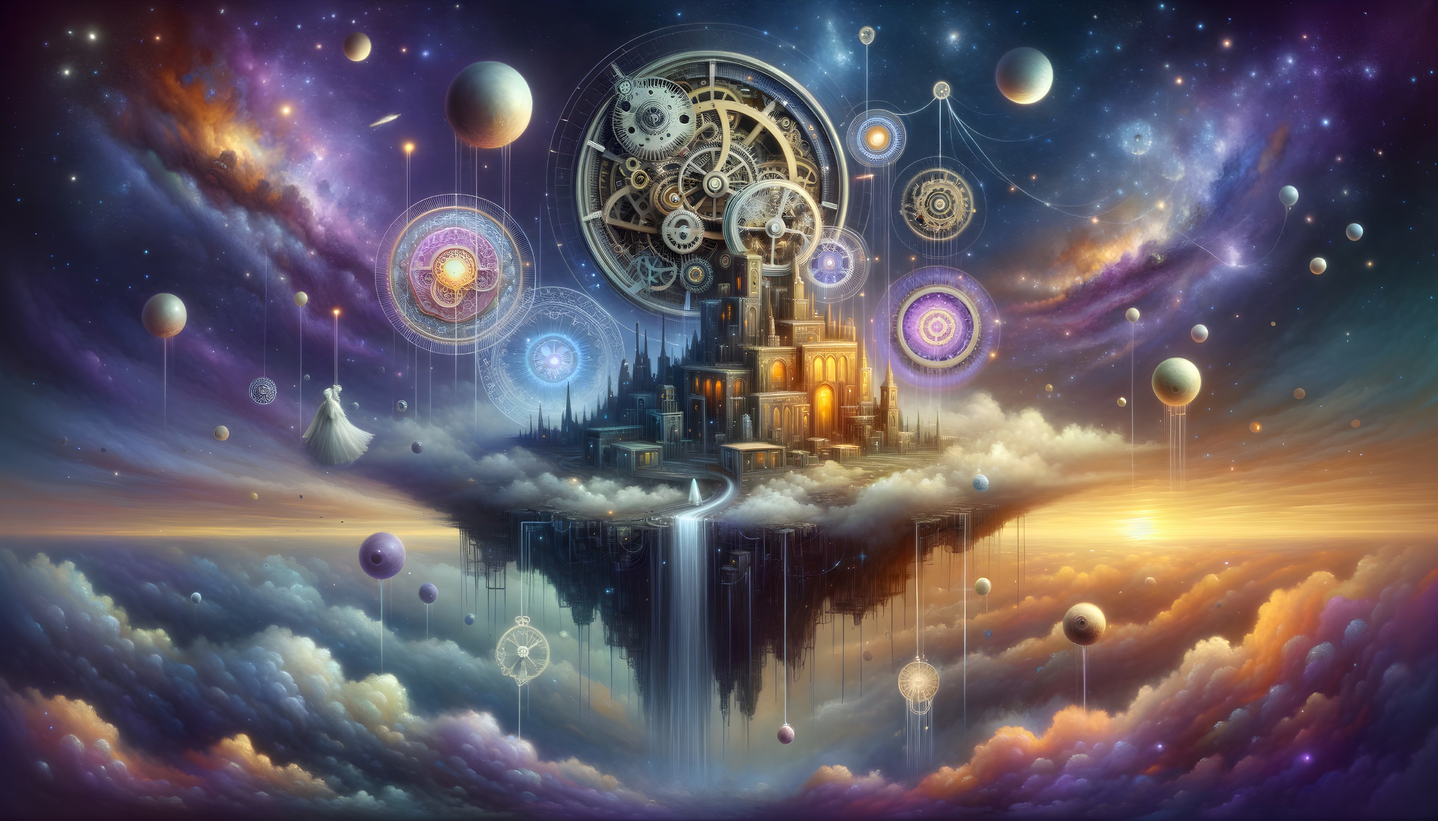 Floating City in a Cosmic Fantasy Landscape