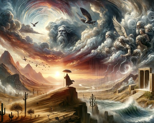 Majestic Landscape with Clouds, River, and Mountains