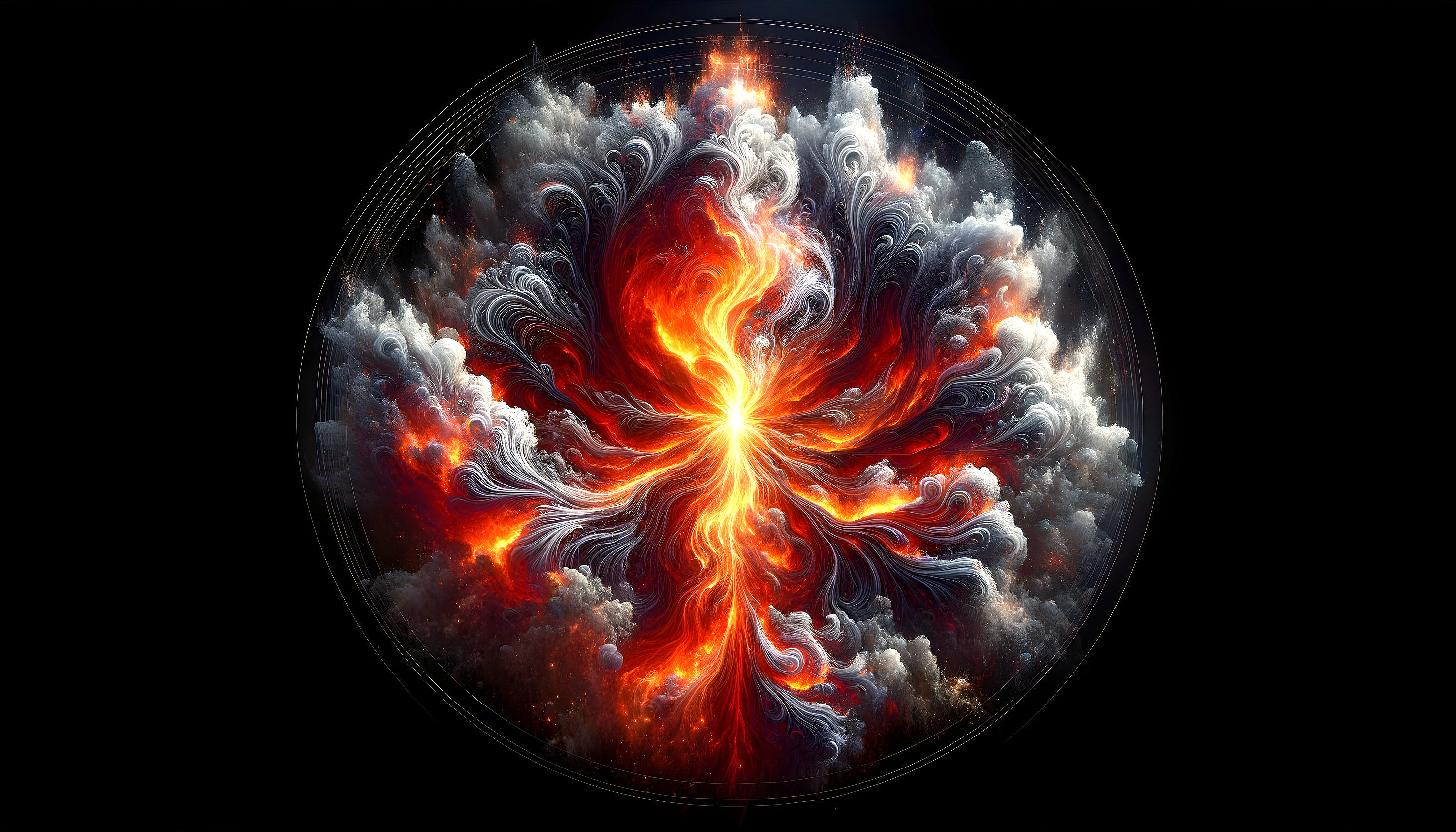 Vibrant Circular Formation of Fiery Colors and Light