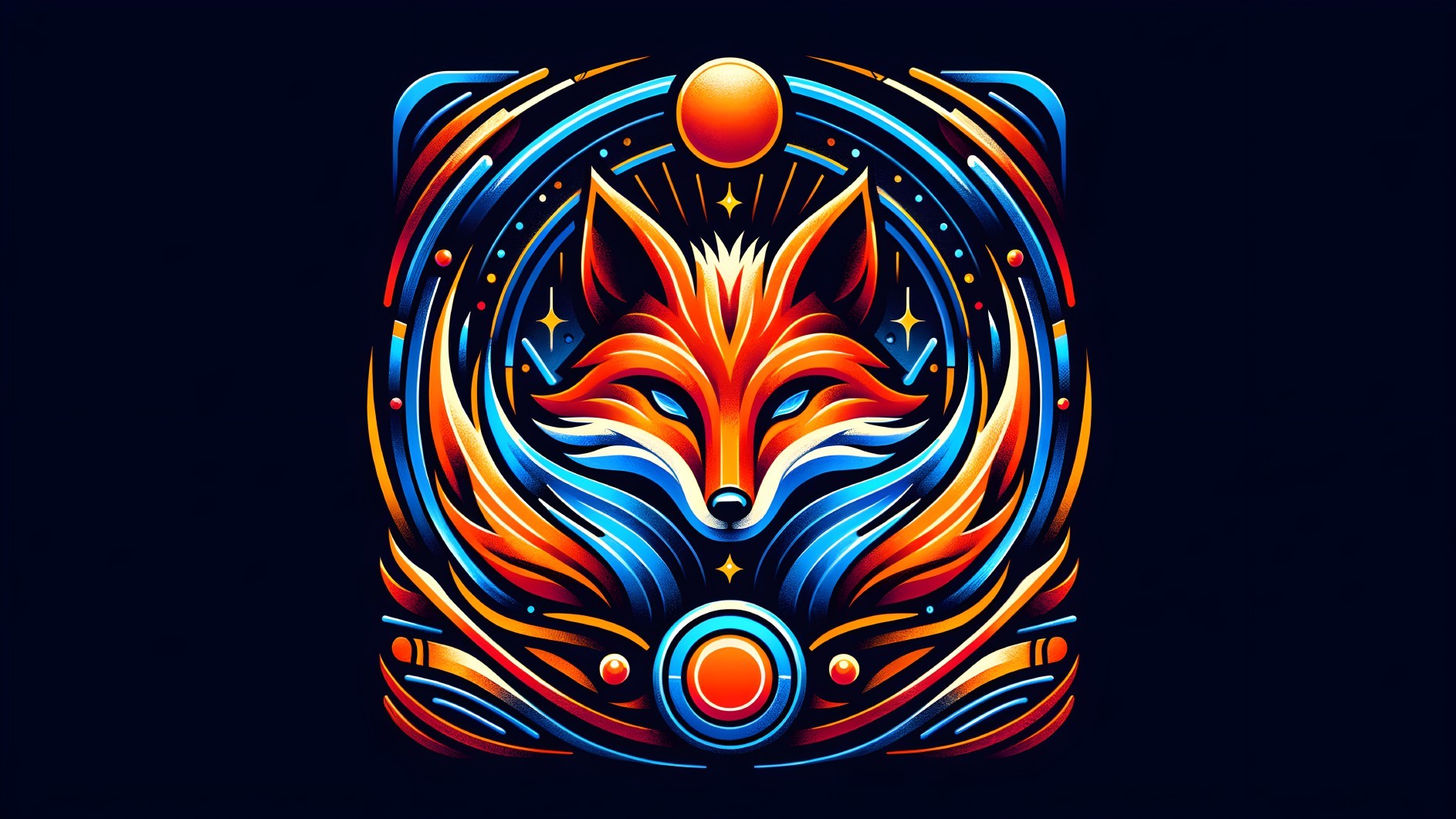 Vibrant Stylized Fox Head with Cosmic Elements