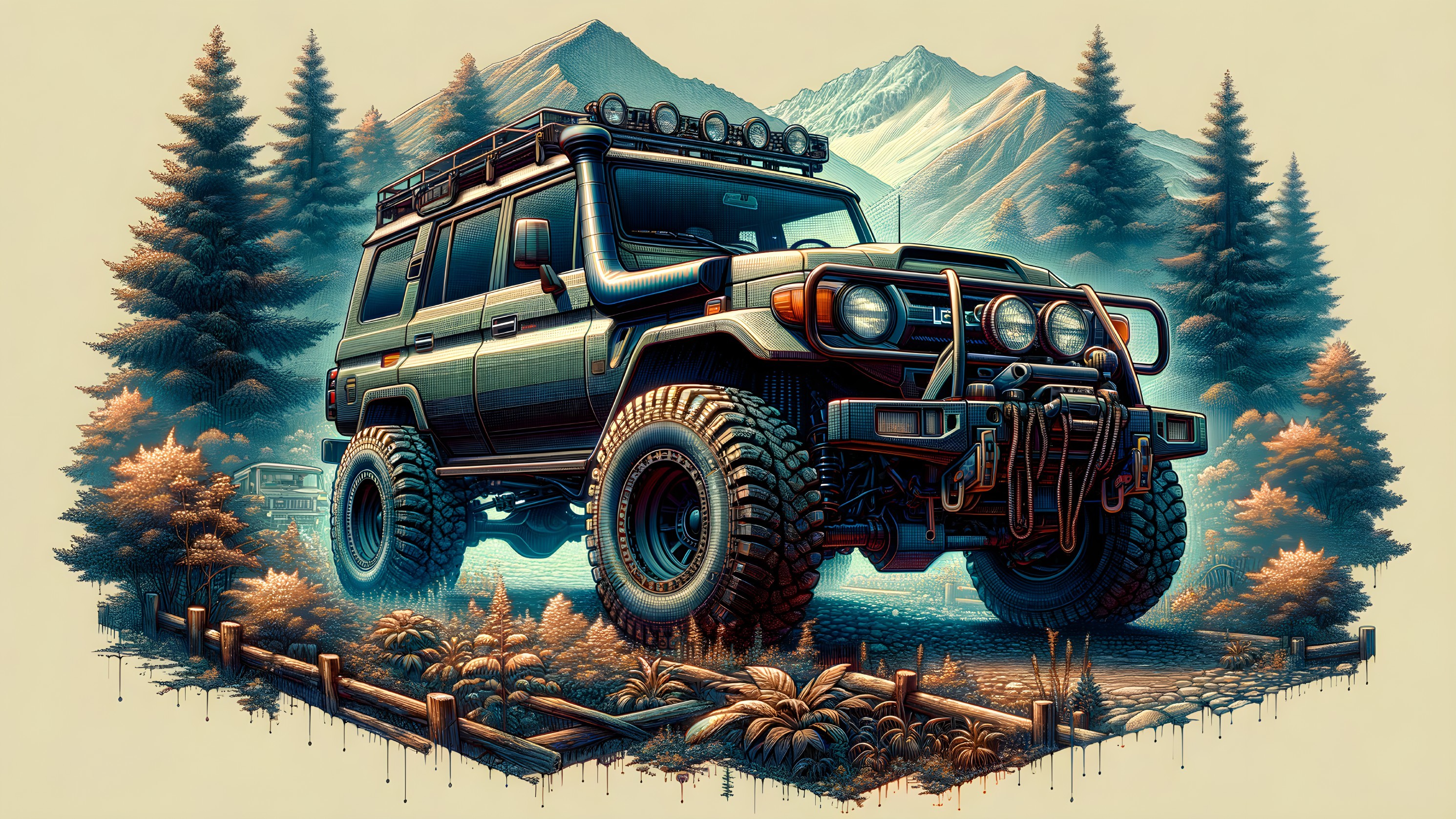 Off-Road Vehicle in Mountainous Natural Landscape