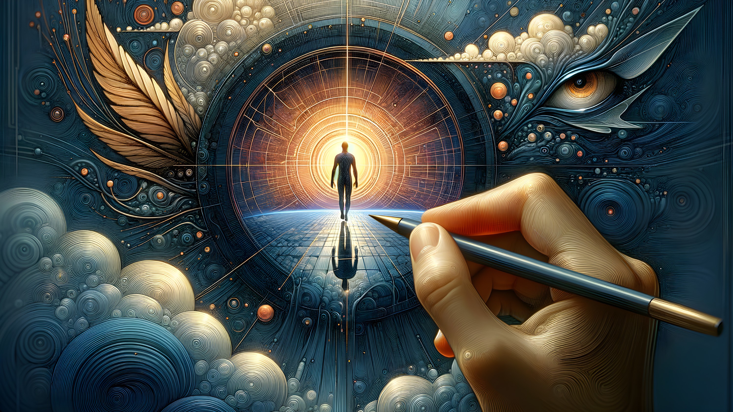 Surreal Landscape with Intricate Patterns and Light