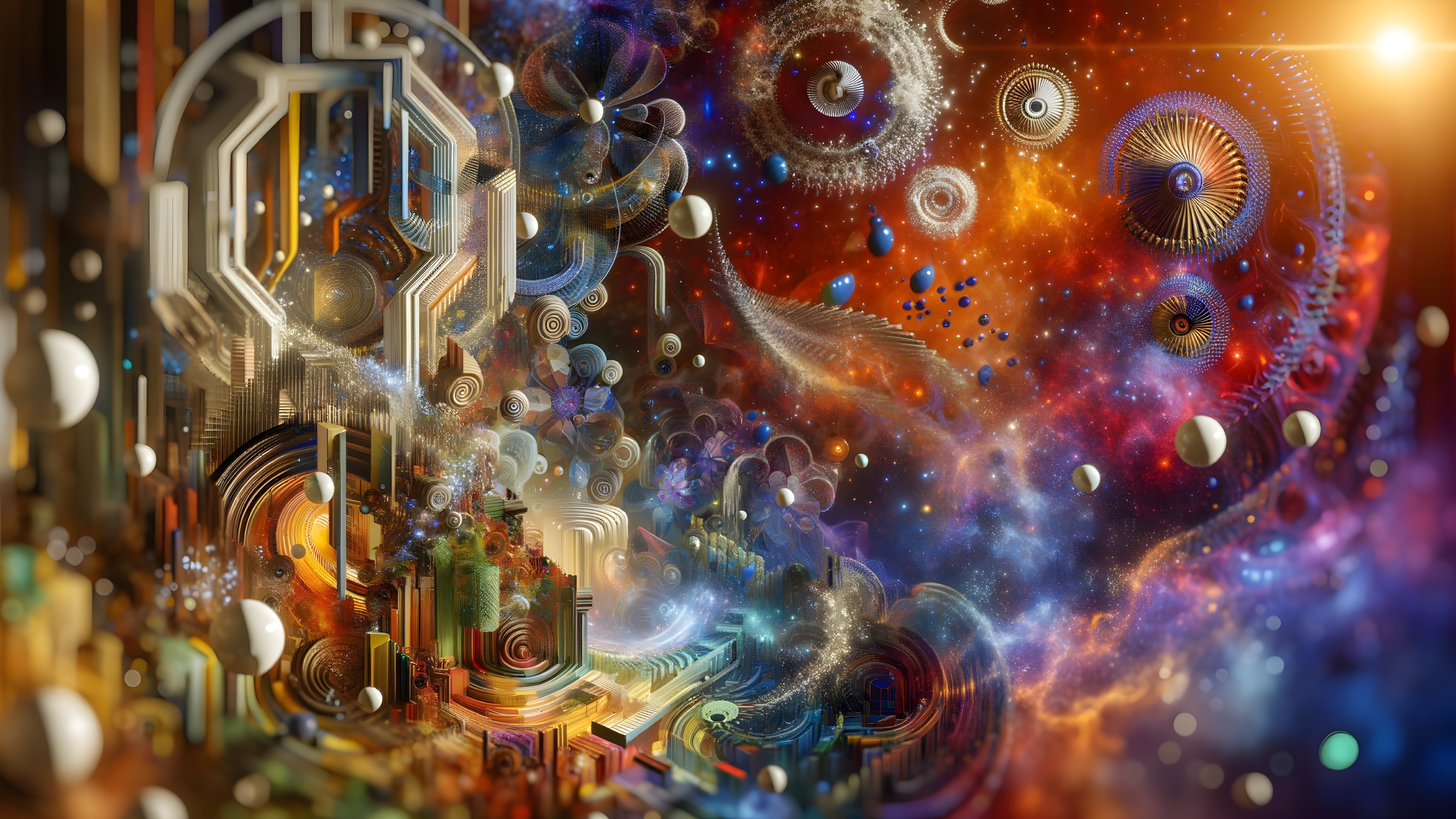 Abstract Cosmic Shapes and Vibrant Color Blends