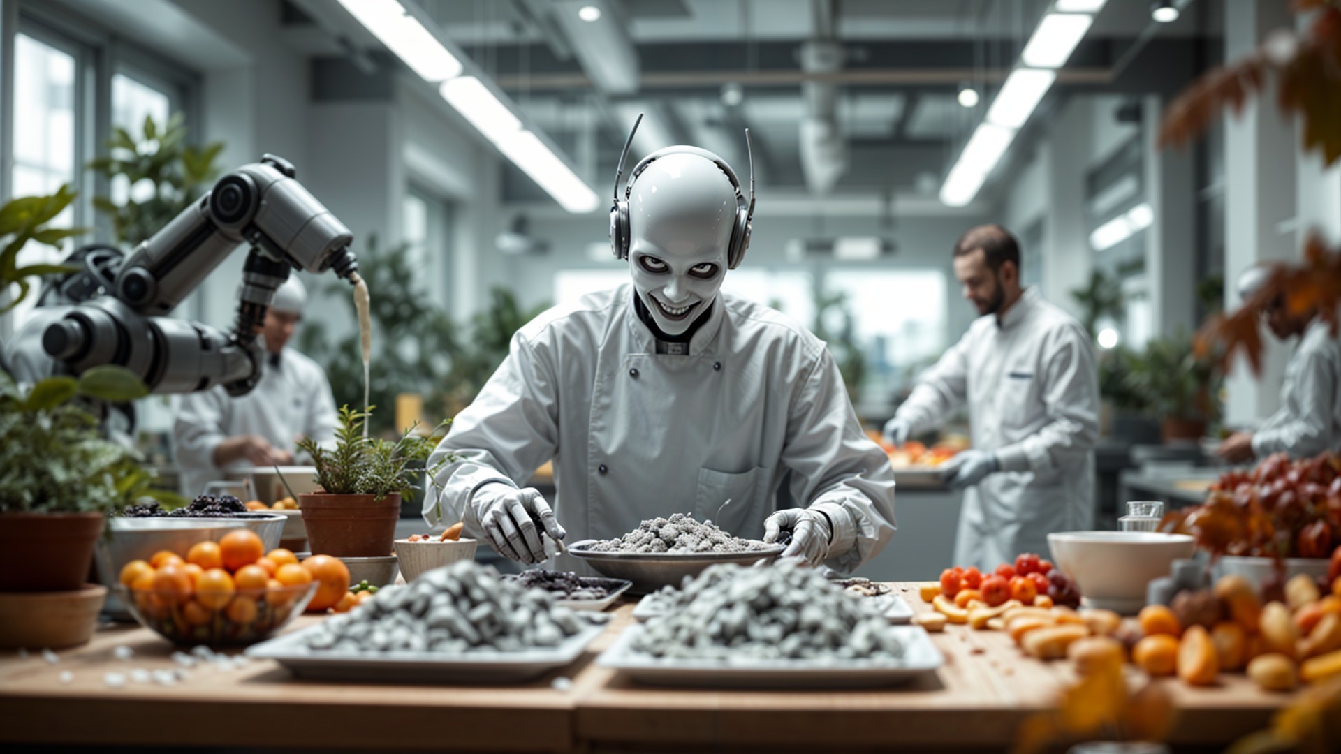 Humanoid Robot Chef in a Modern Kitchen Setting