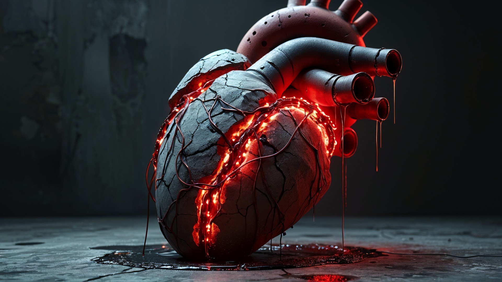 Surreal Heart Sculpture with Glowing Elements