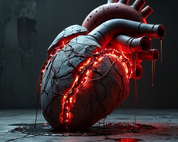 Surreal Heart Sculpture with Glowing Elements