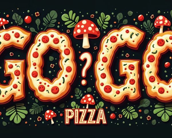 Playful Pizza-Themed Text with Whimsical Illustrations