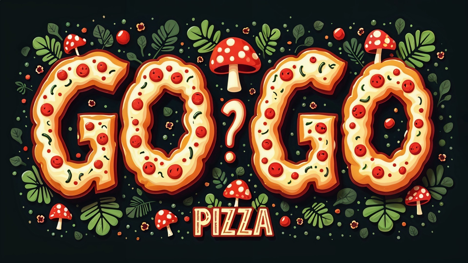 Playful Pizza-Themed Text with Whimsical Illustrations