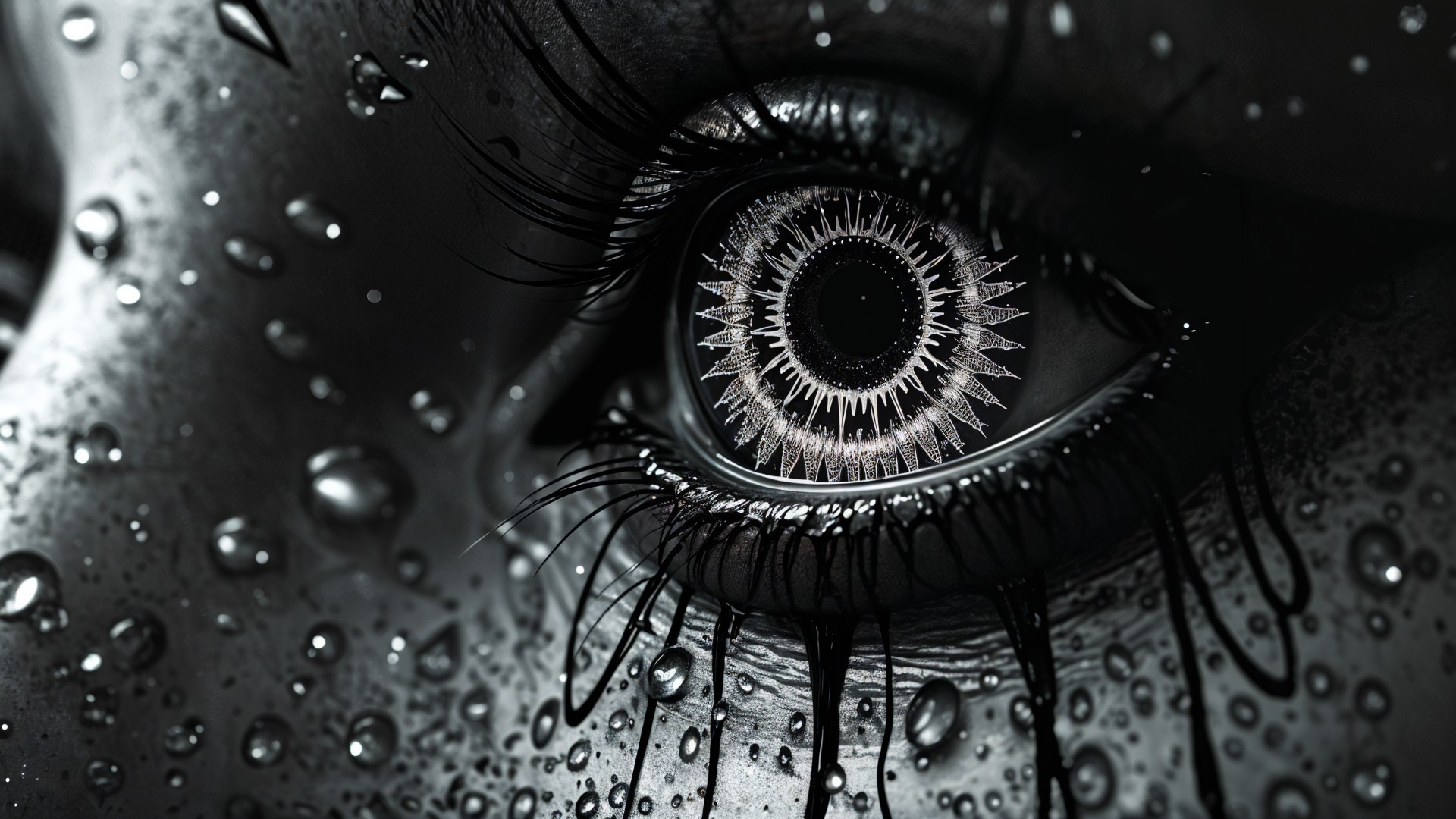 Close-Up of an Eye with Geometric Pattern and Texture