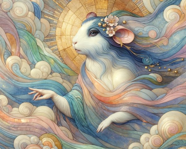 Serene Anthropomorphic Rat Figure in Dreamlike Setting