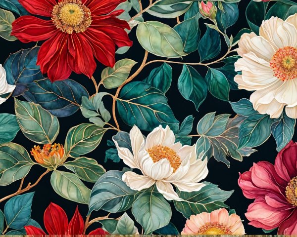 Vibrant Flower Arrangement in Rich Colors and Greenery