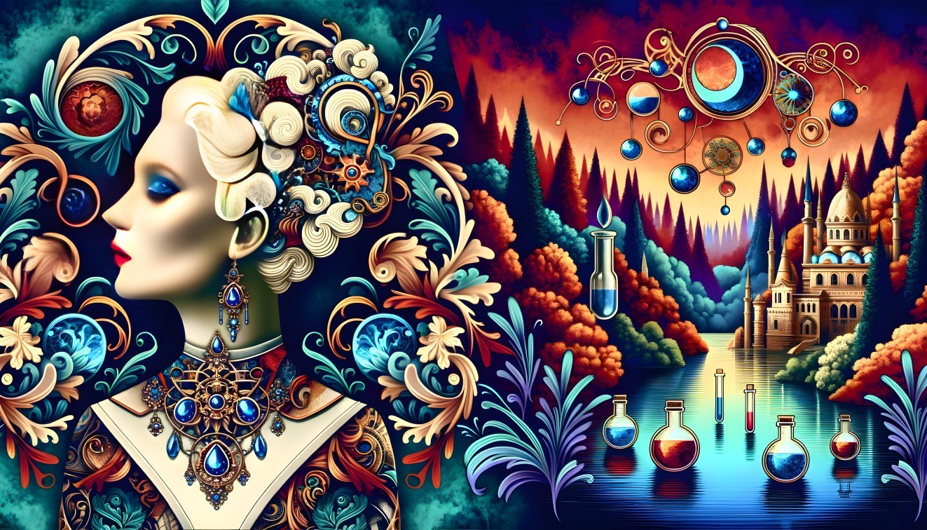Whimsical Fantasy Illustration of a Woman in Nature