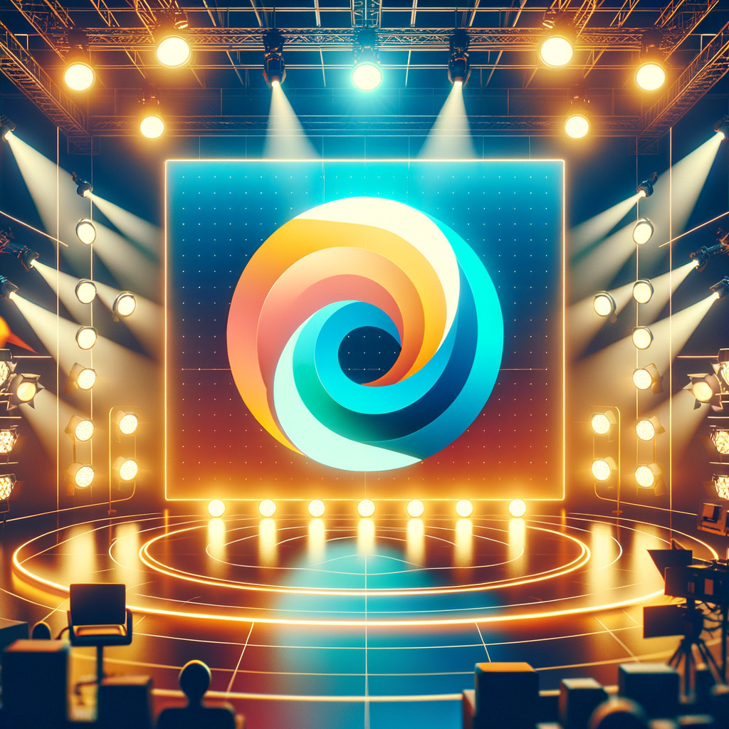 Illuminated Stage with Colorful Logo and Dynamic Lights