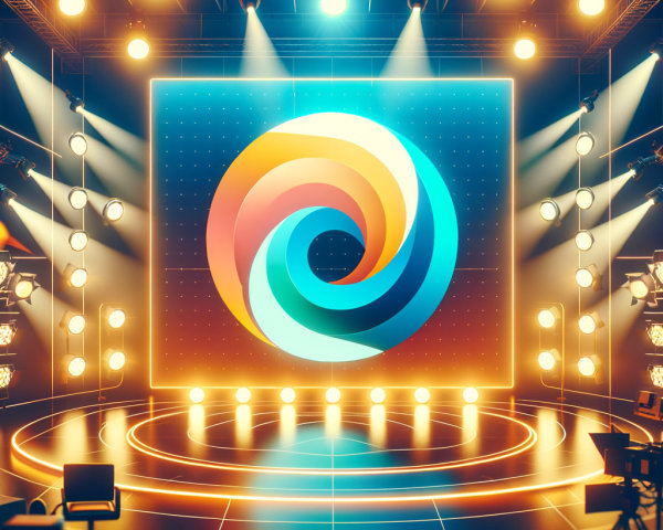 Illuminated Stage with Colorful Logo and Dynamic Lights