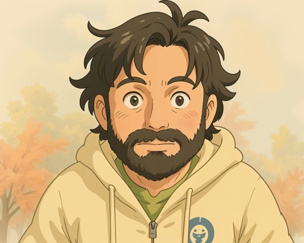 Animated Character in Autumn Landscape with Hoodie