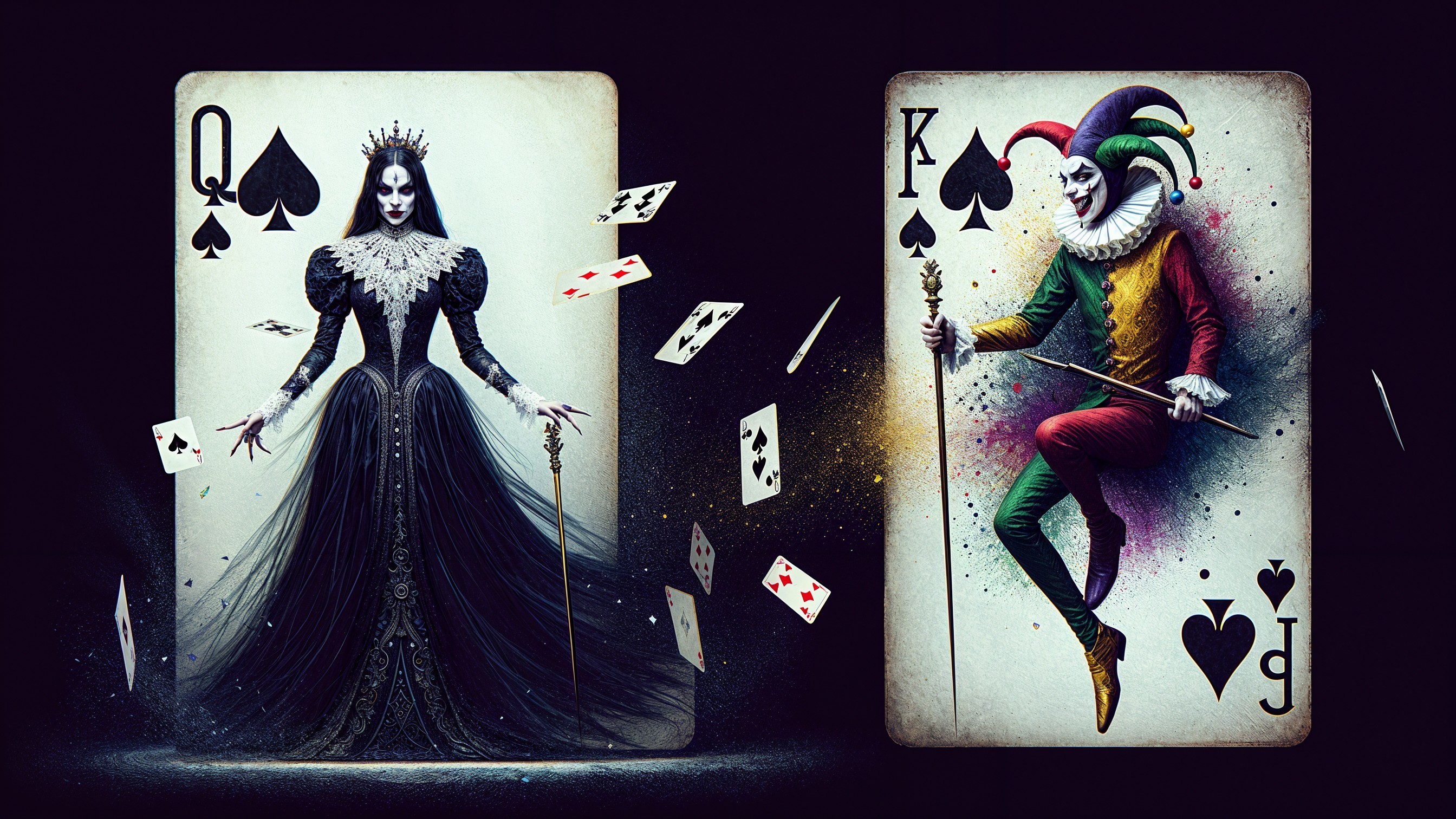 Queen and King of Spades Playing Cards Design
