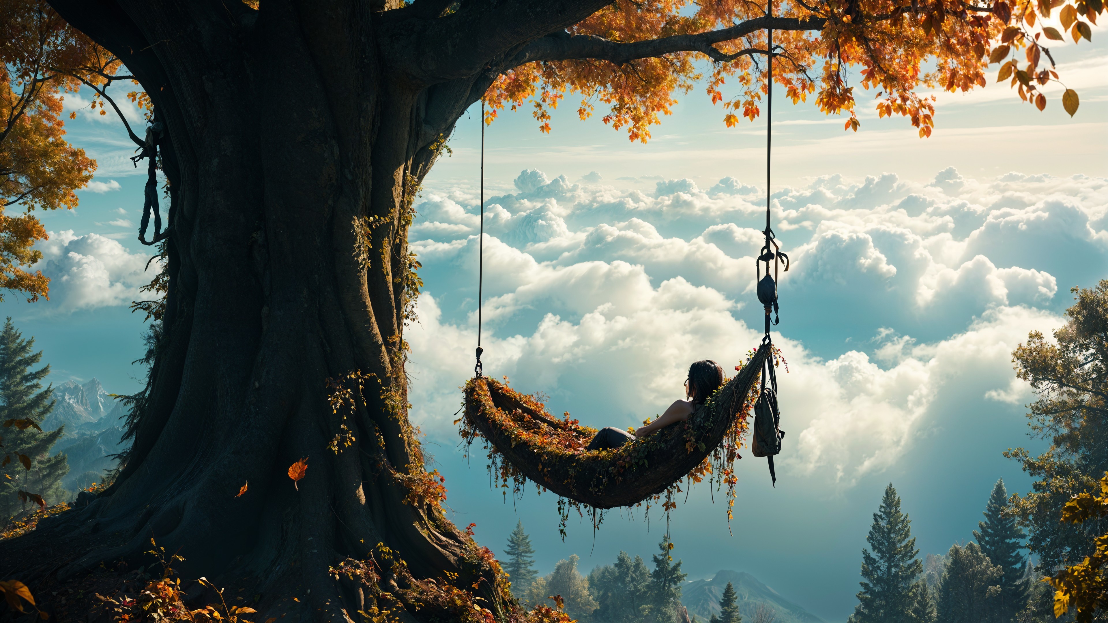 Cozy Hammock Under Autumn Leaves and Soft Sunlight