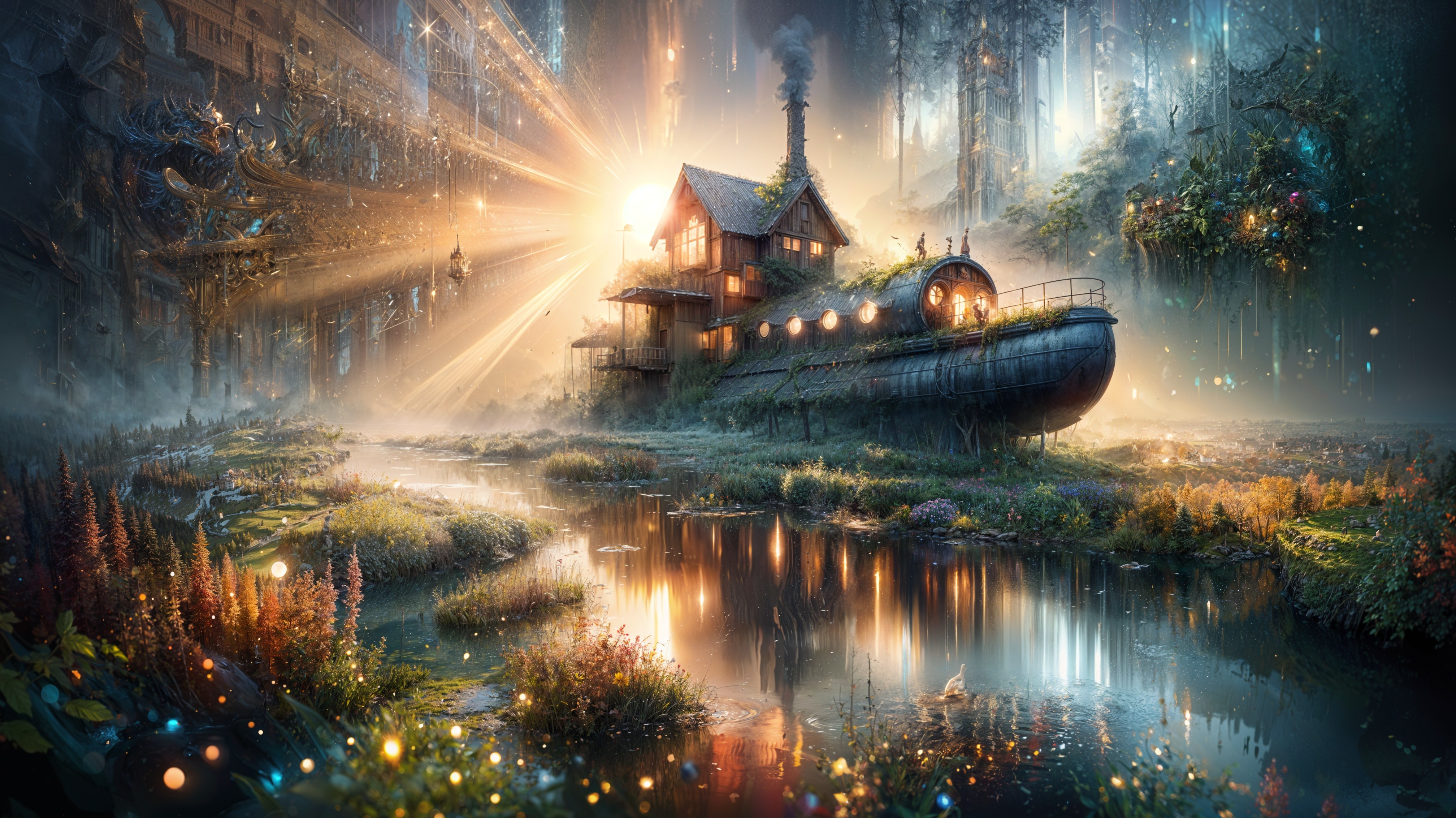 Surreal House Like Steamboat by Tranquil River