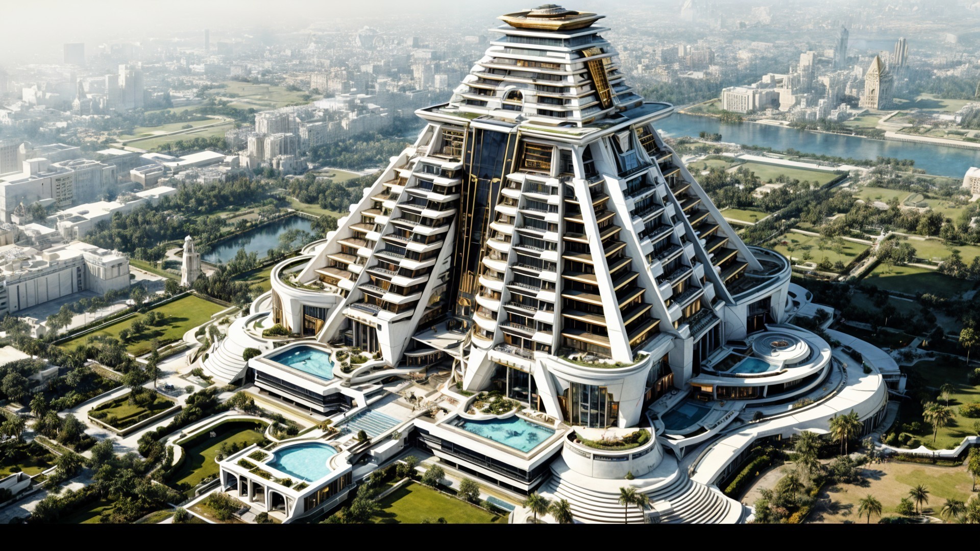 Modern Pyramid-Inspired Architectural Structure in Nature