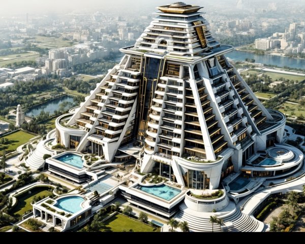 Modern Pyramid-Inspired Architectural Structure in Nature