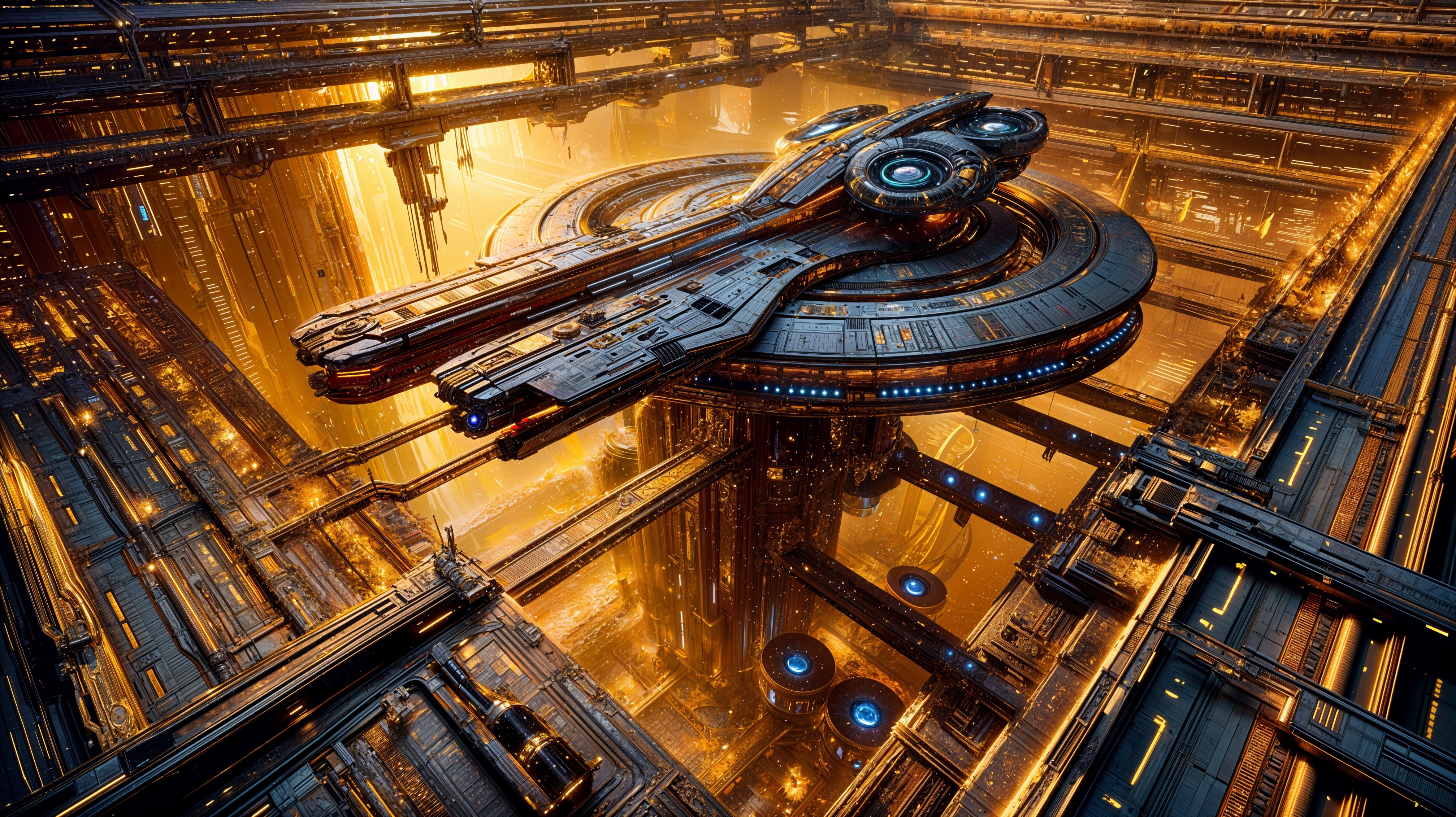 Futuristic Space Station with Advanced Technology Design