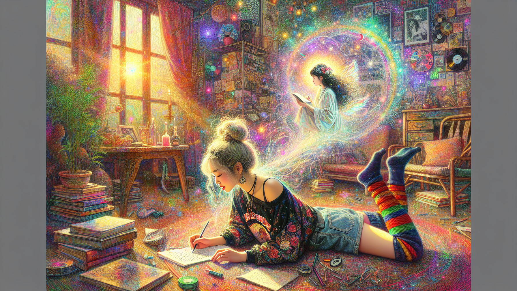 Dreamcore Collage of a Girl in Ethereal Room