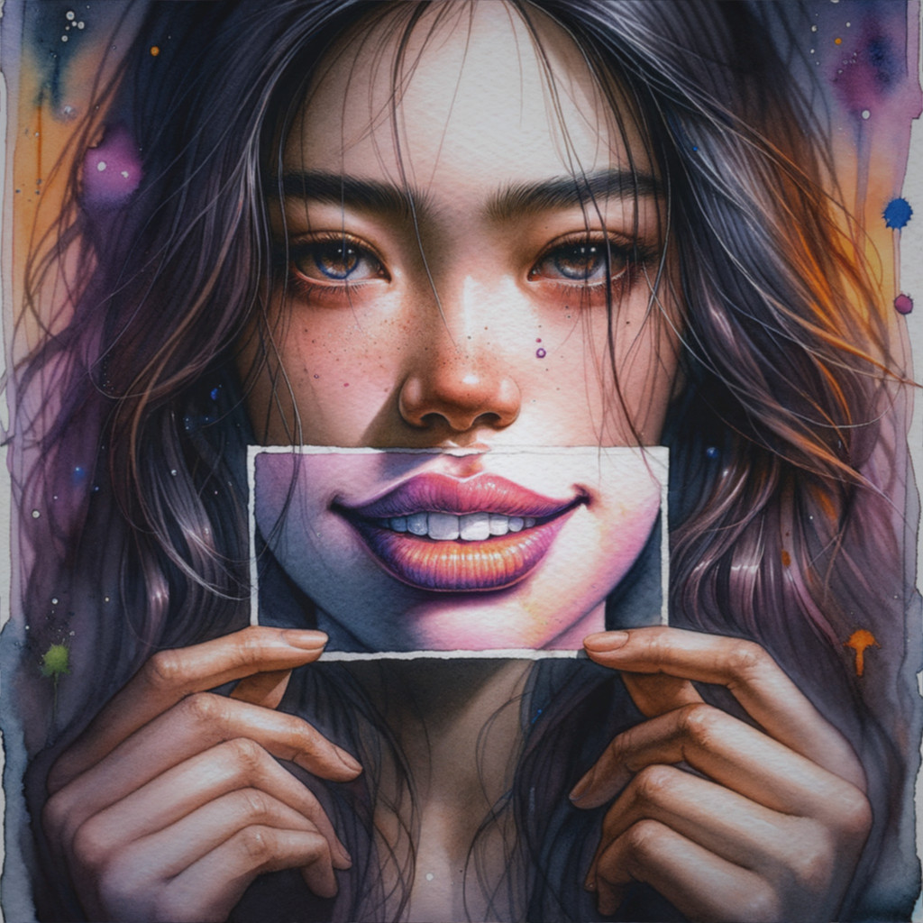 Portrait of a woman with wavy hair and vibrant background