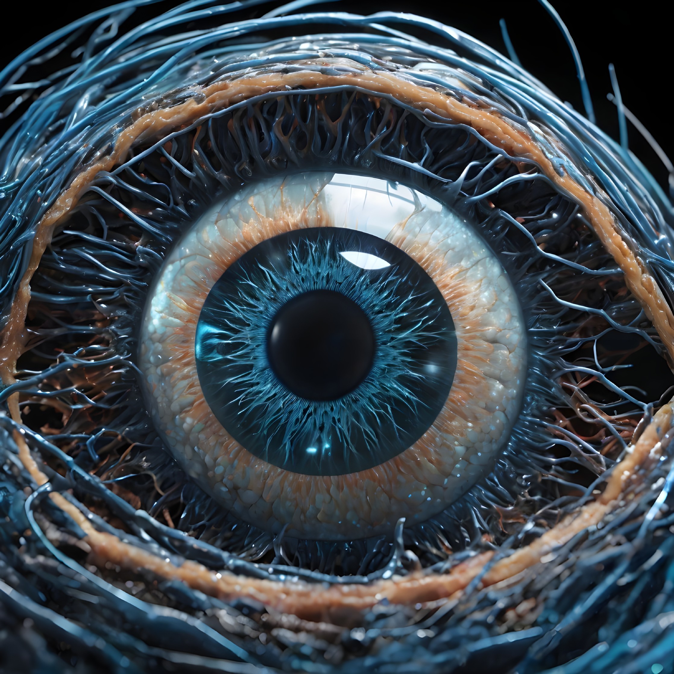 Close-Up of a Vibrant Blue and Brown Eye Iris