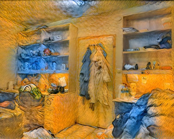 Cluttered Room with Warm Colors and Cozy Ambiance