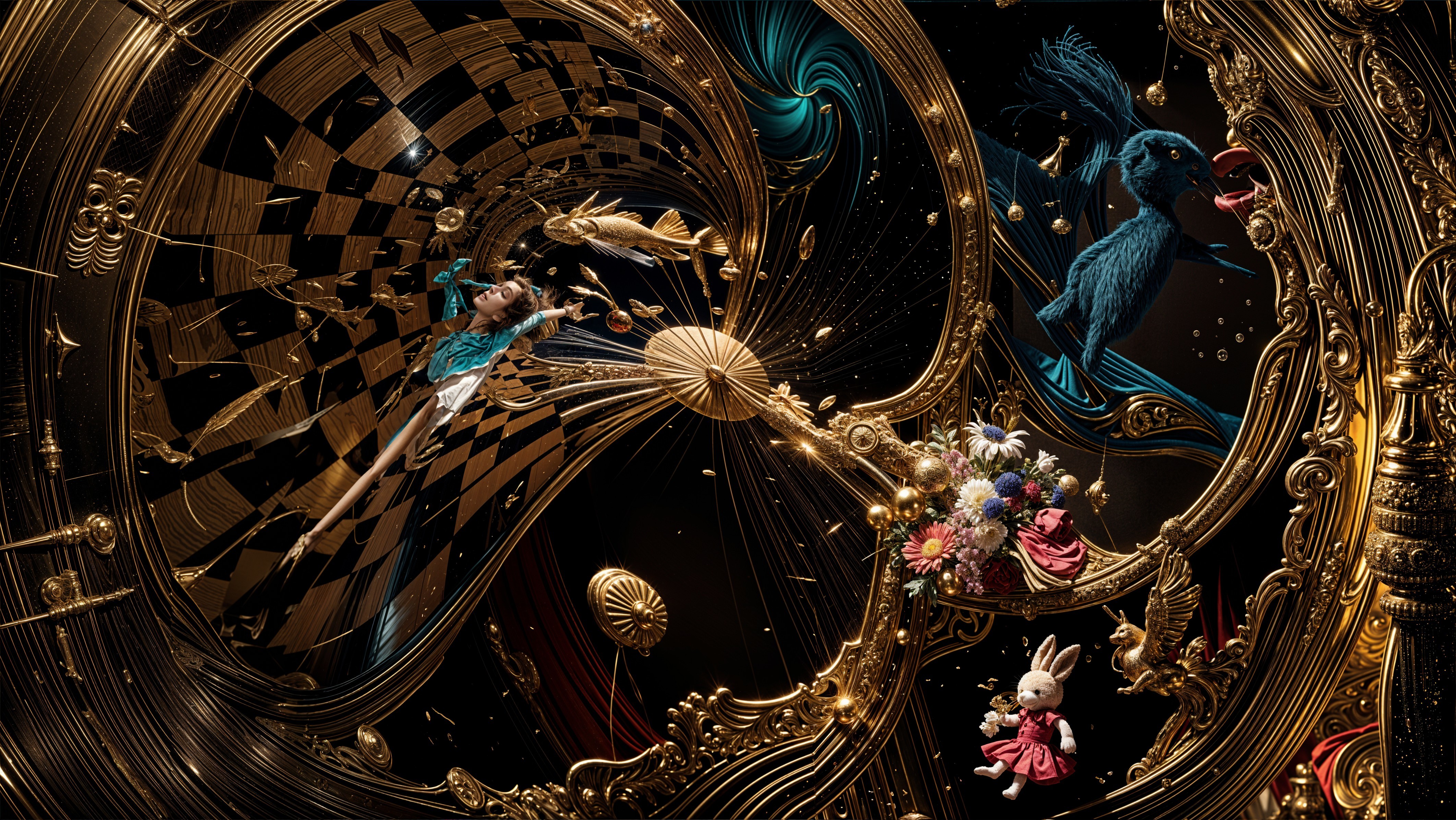 Surreal Scene of a Girl in a Fantastical Landscape