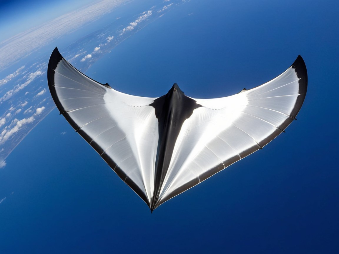 Manta Ray Gliding in Deep Blue Ocean Waters
