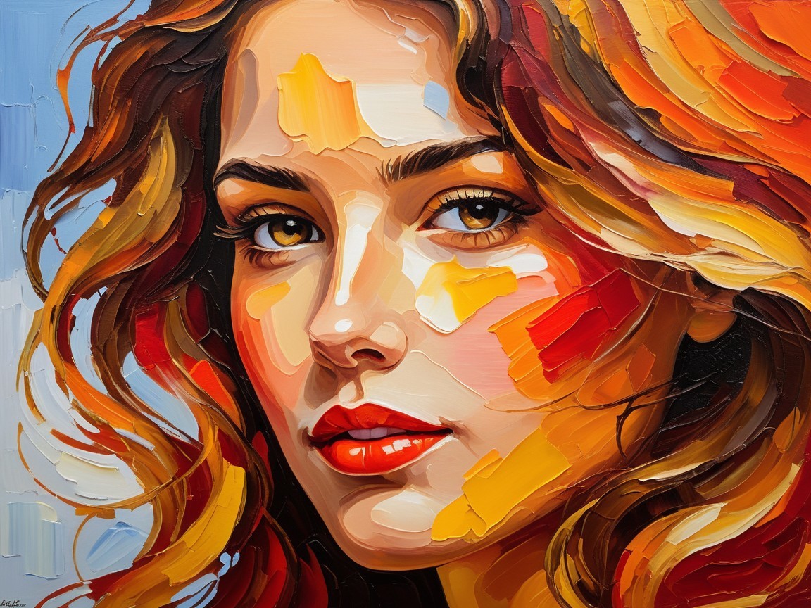 Close-up Portrait of Young Woman with Vibrant Hair