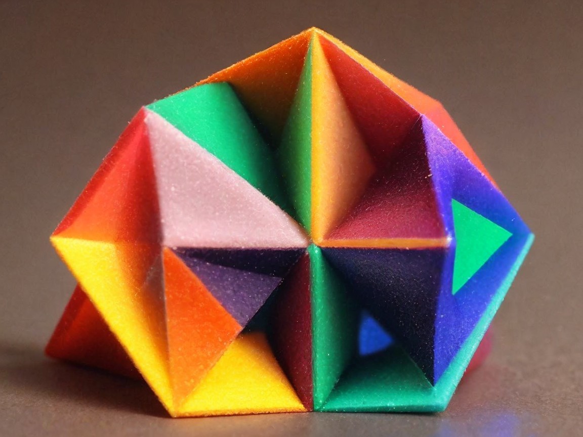 Vibrant Multi-Colored Geometric Structure Description