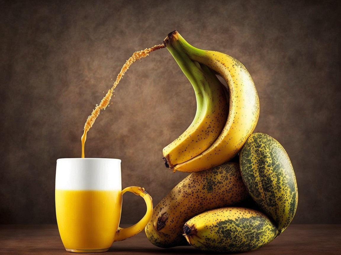 Whimsical Still Life with Bananas and Yellow Liquid