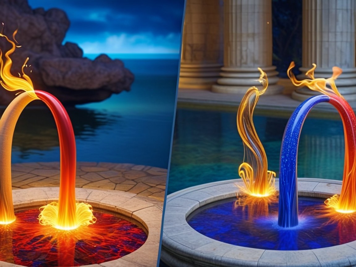 Contrasting Magical Gateways with Fiery and Blue Portals
