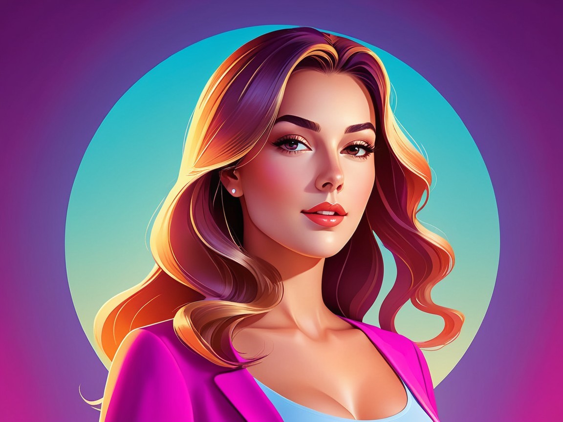 Stylized portrait of a confident woman in vibrant colors