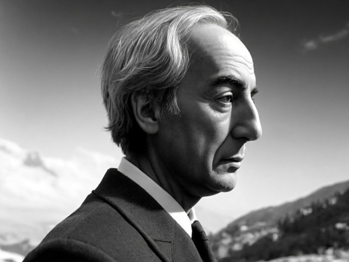 Black-and-White Profile Portrait of a Somber Man