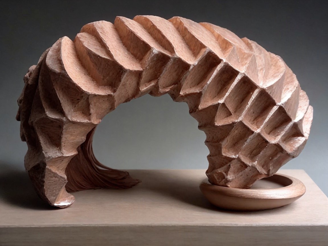 Geometric Sculpture with Organic Shapes and Textures