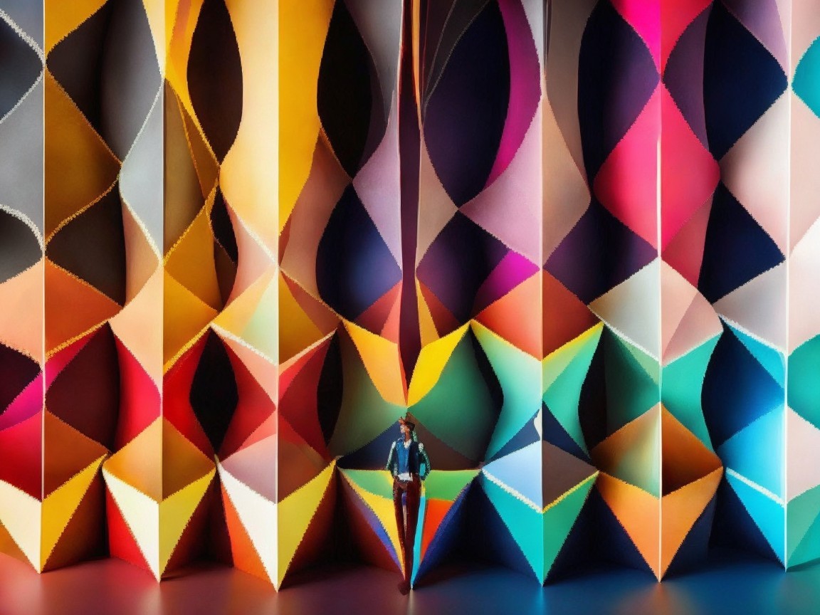 Vibrant Abstract Backdrop with Geometric Shapes