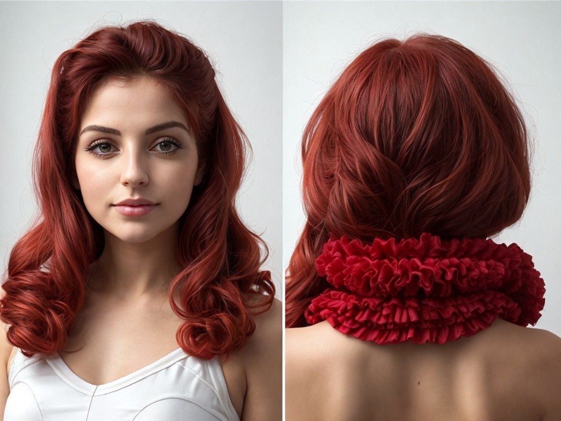 Young Woman with Vibrant Red Hair and Elegant Style