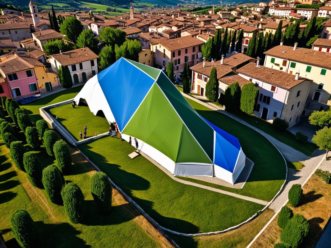 Colorful Tent in Picturesque Italian Landscape