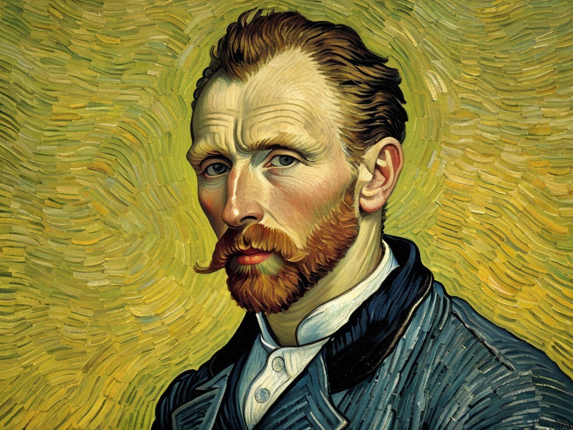 Self-portrait of a bearded man with vibrant background