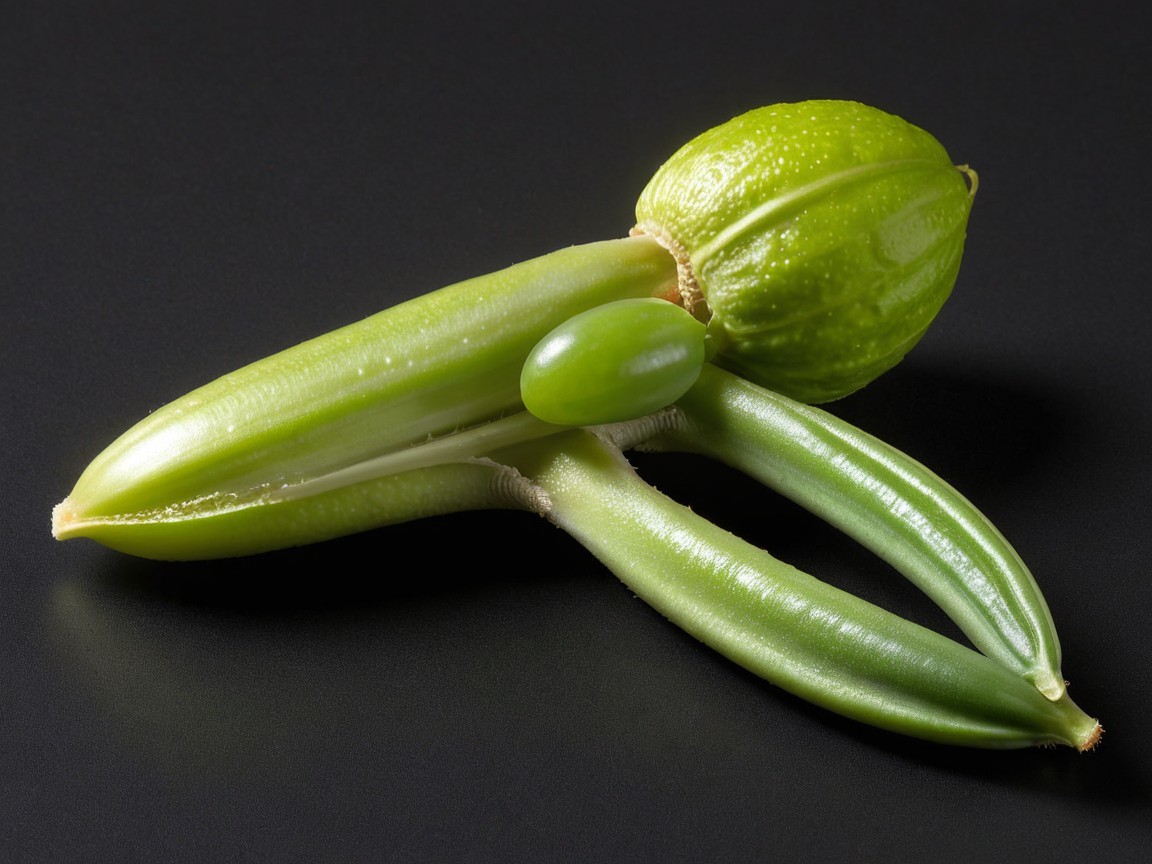 Green Vegetables with Round and Elongated Pods