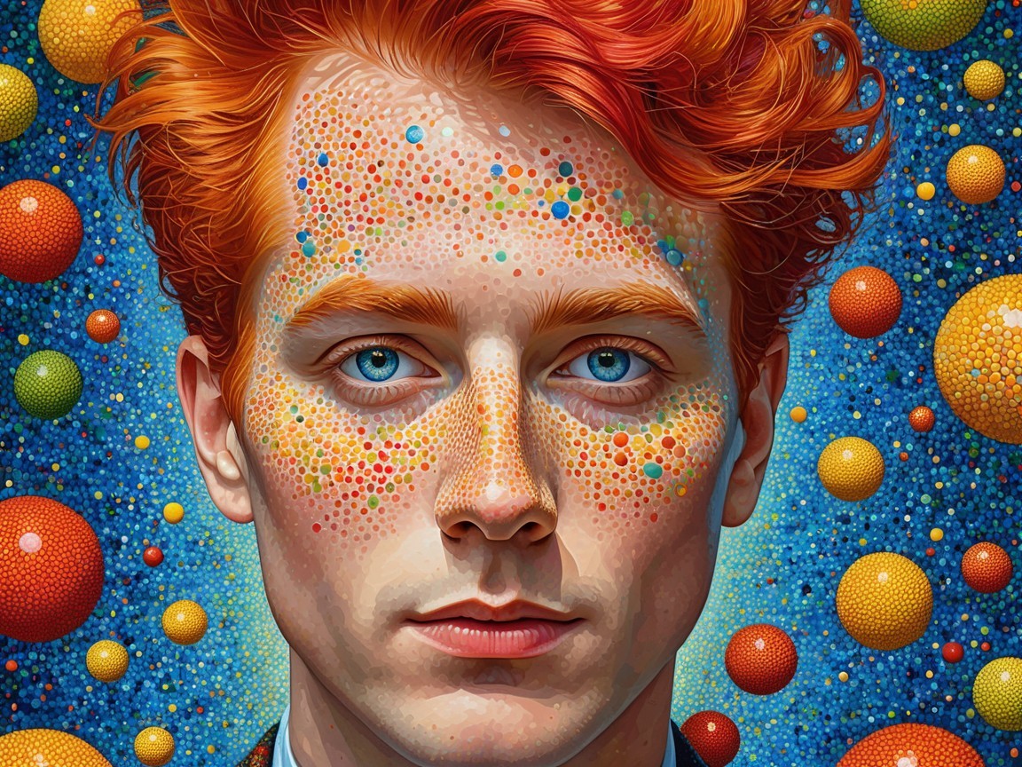 Portrait of a Young Person with Colorful Features