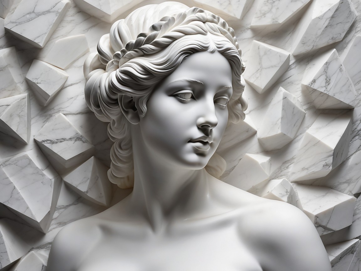 Marble Bust of a Woman with Elegant Hairstyle