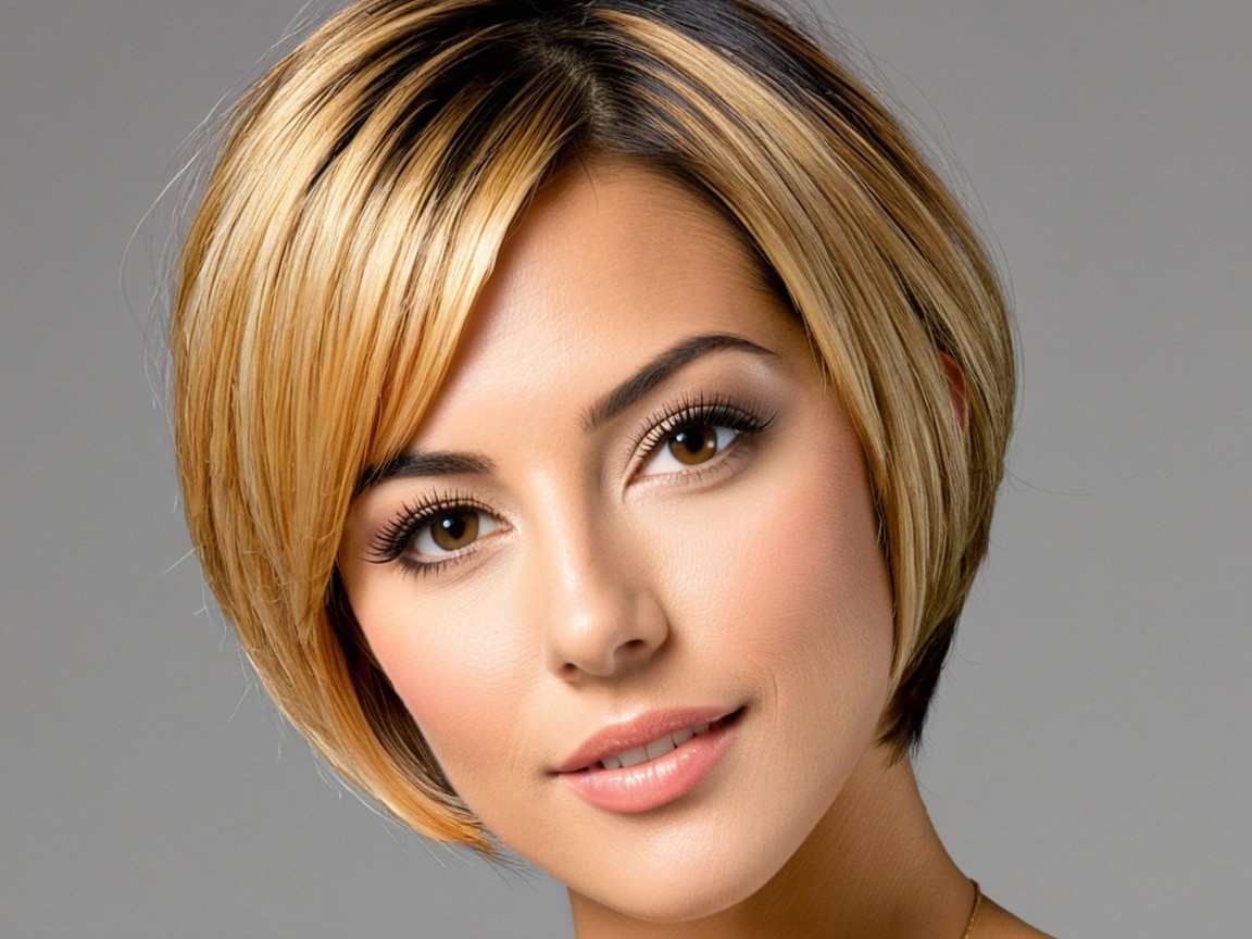 Close-Up Portrait of a Woman with Stylish Bob Haircut